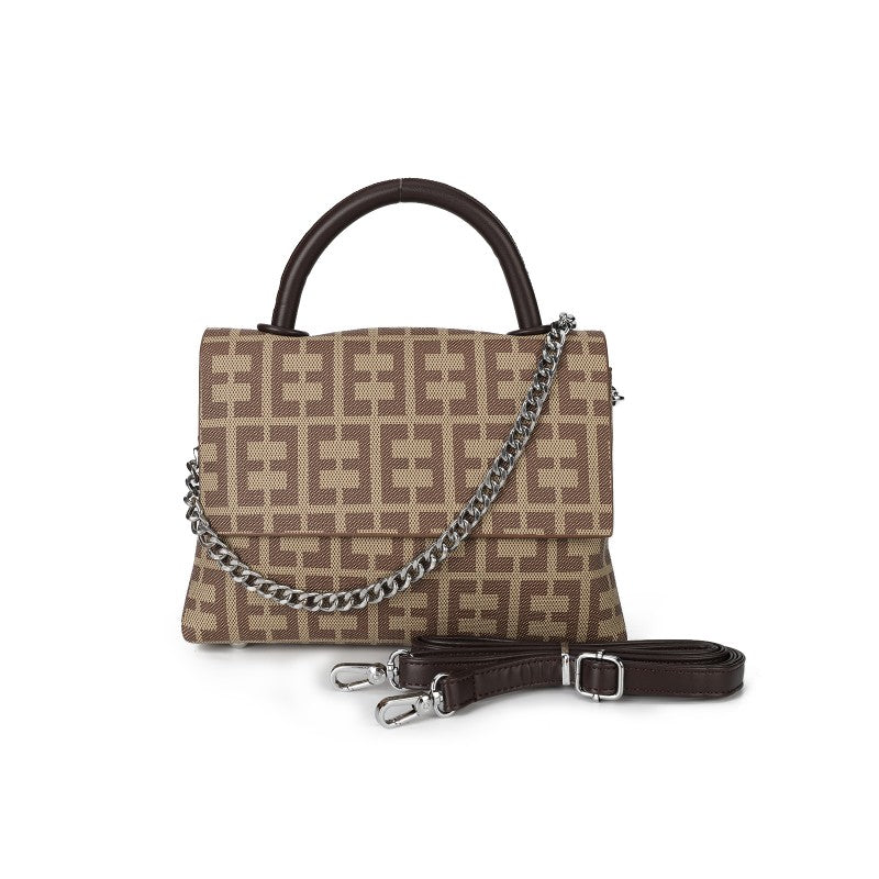 SHUANGE PU Leather Handbag with Matching Purse – Elegant Chain Tote Shoulder Bag for Women