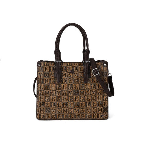 GUFAZONG PU Leather Tote Handbag with Matching Purse – Vintage Monogram Shoulder Bag for Women