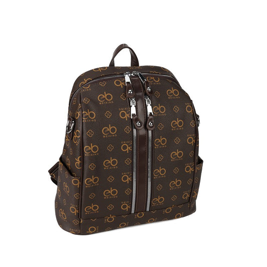 EBZONG PU Leather Backpack with Matching Purse – Designer Logo Travel & Casual Bag for Women