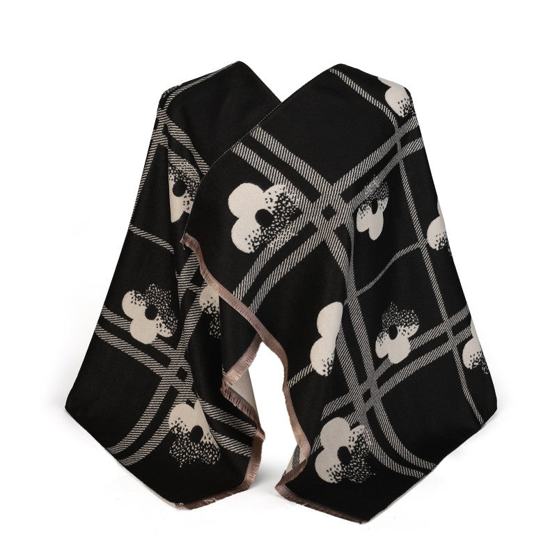 Geometric Floral Oversized Shawl – 100% Cotton Wrap & Scarf (180cm × 65cm)