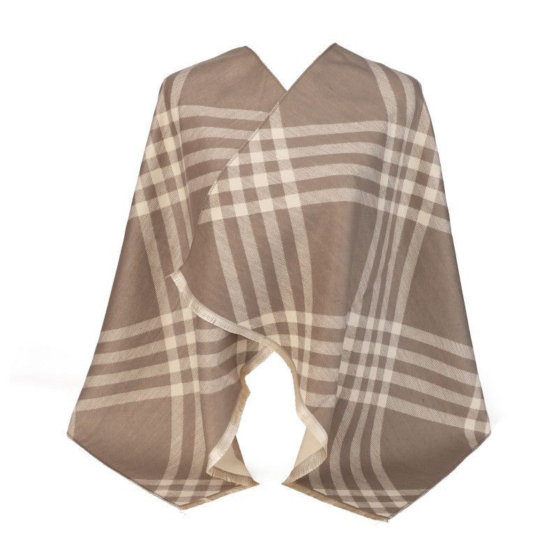 Checked Oversized Shawl – 100% Cotton Plaid Wrap & Scarf (180cm × 65cm)