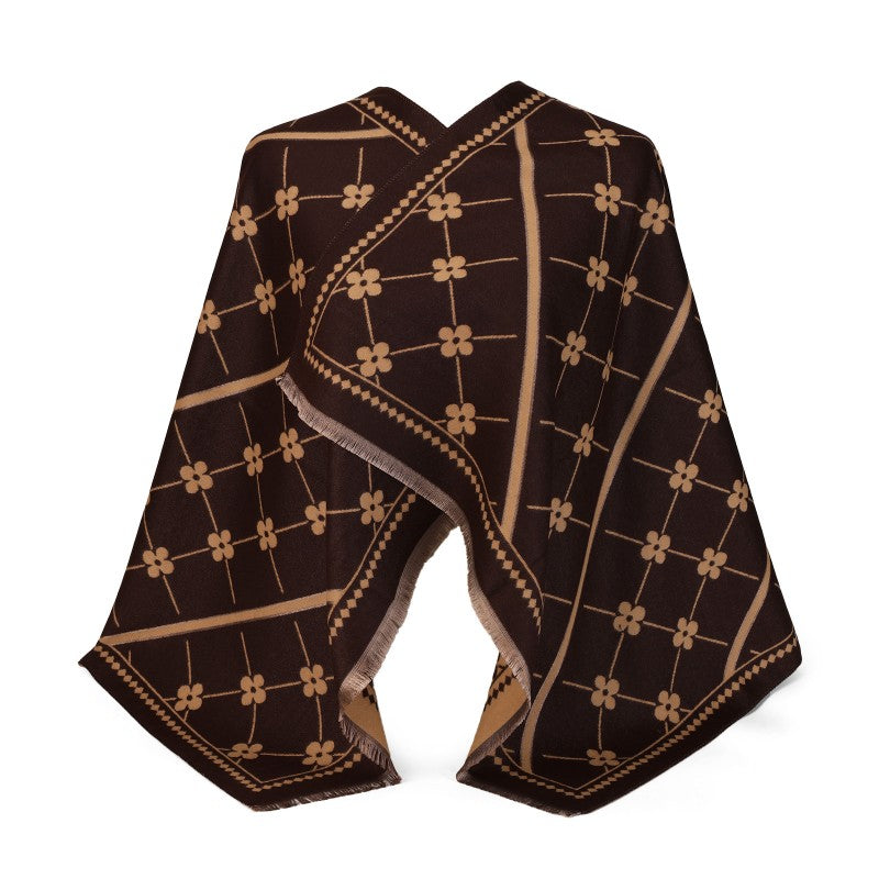 Floral Grid Oversized Shawl – 100% Cotton Wrap & Scarf (180cm × 65cm)