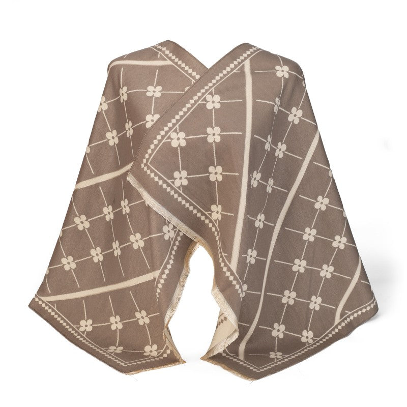 Floral Grid Oversized Shawl – 100% Cotton Wrap & Scarf (180cm × 65cm)