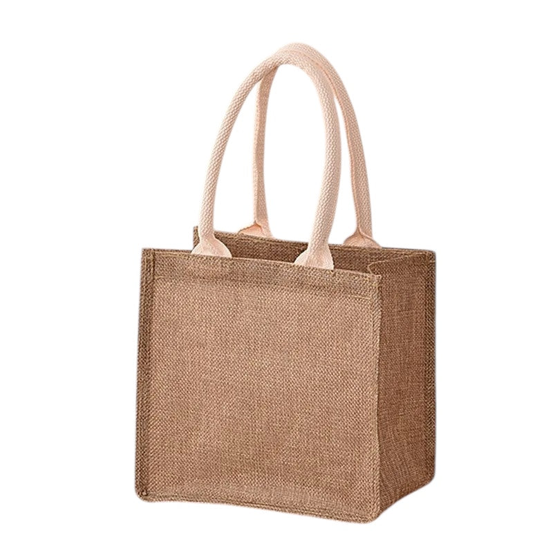 Eco-Friendly Jute Tote Bag with Cotton Handles – Reusable Shopping & Gift Bag