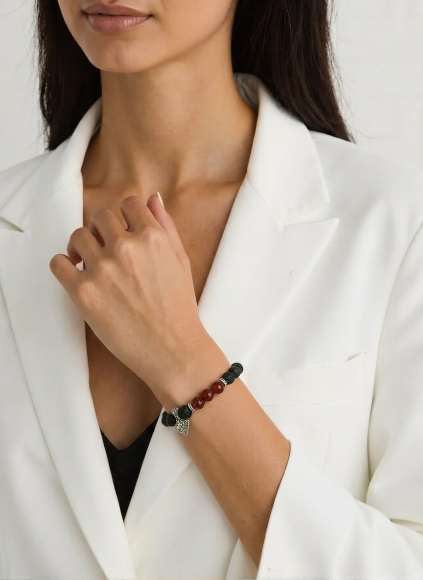 Lava Stone Bracelet - Axe-head Carnelian