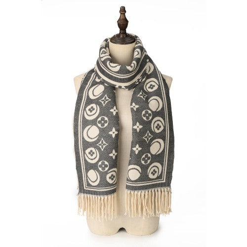 GREY Nova Monogram Fringe Cashmere Scarf