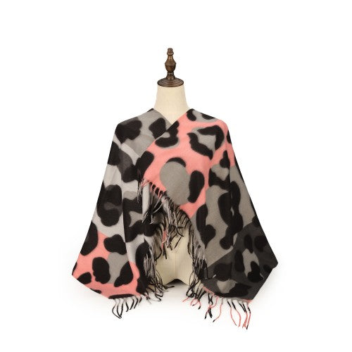 GREY and pink Urban Chic Cashmere Scarf – Luxury Soft Oversized Animal Pattern Wrap