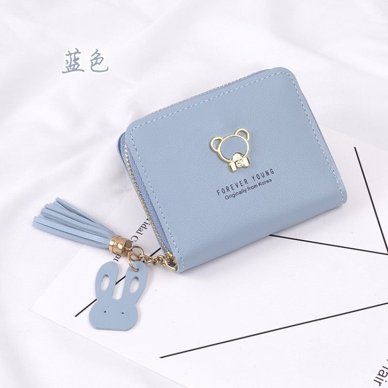 LB02832-BLUE Urban Minimalist Double Fold PU Leather Wallet
