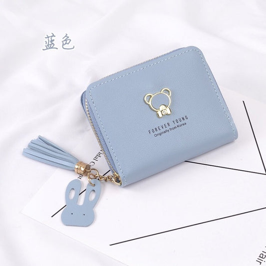 LB02832-BLUE Urban Minimalist Double Fold PU Leather Wallet