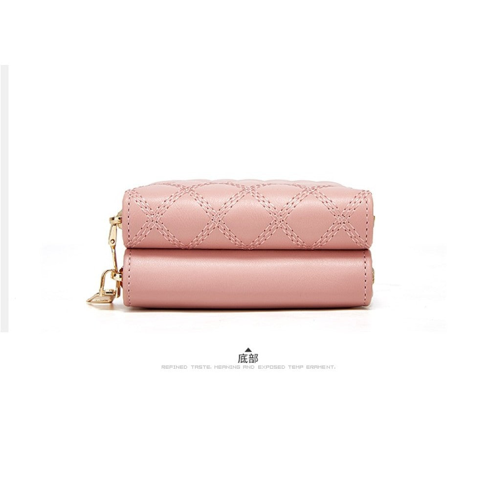 PINK Women's Embroidered PU Leather Vertical Wallet