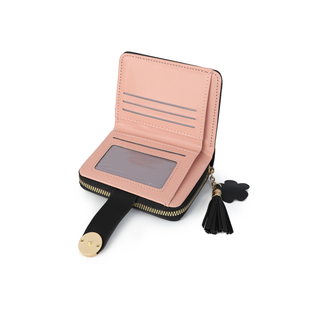 Tassel Accent Compact Wallet -BLACK