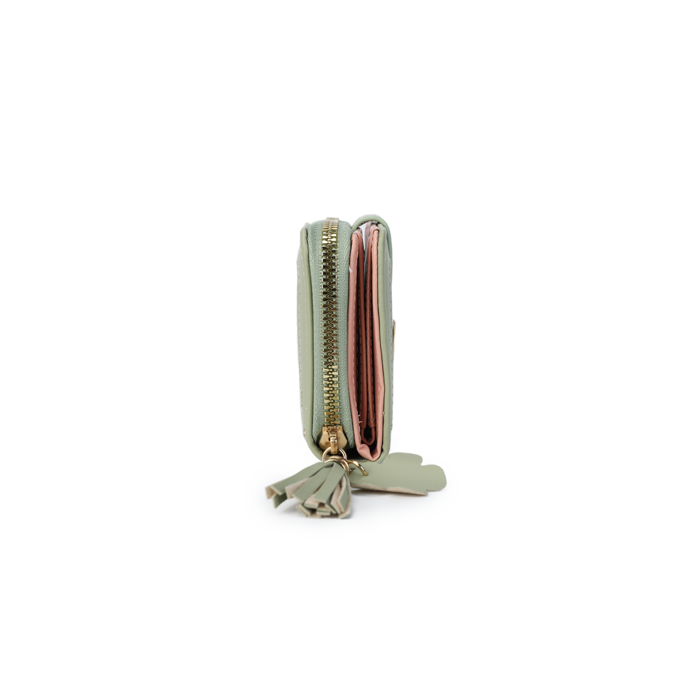 Tassel Accent Compact Wallet -GREEN