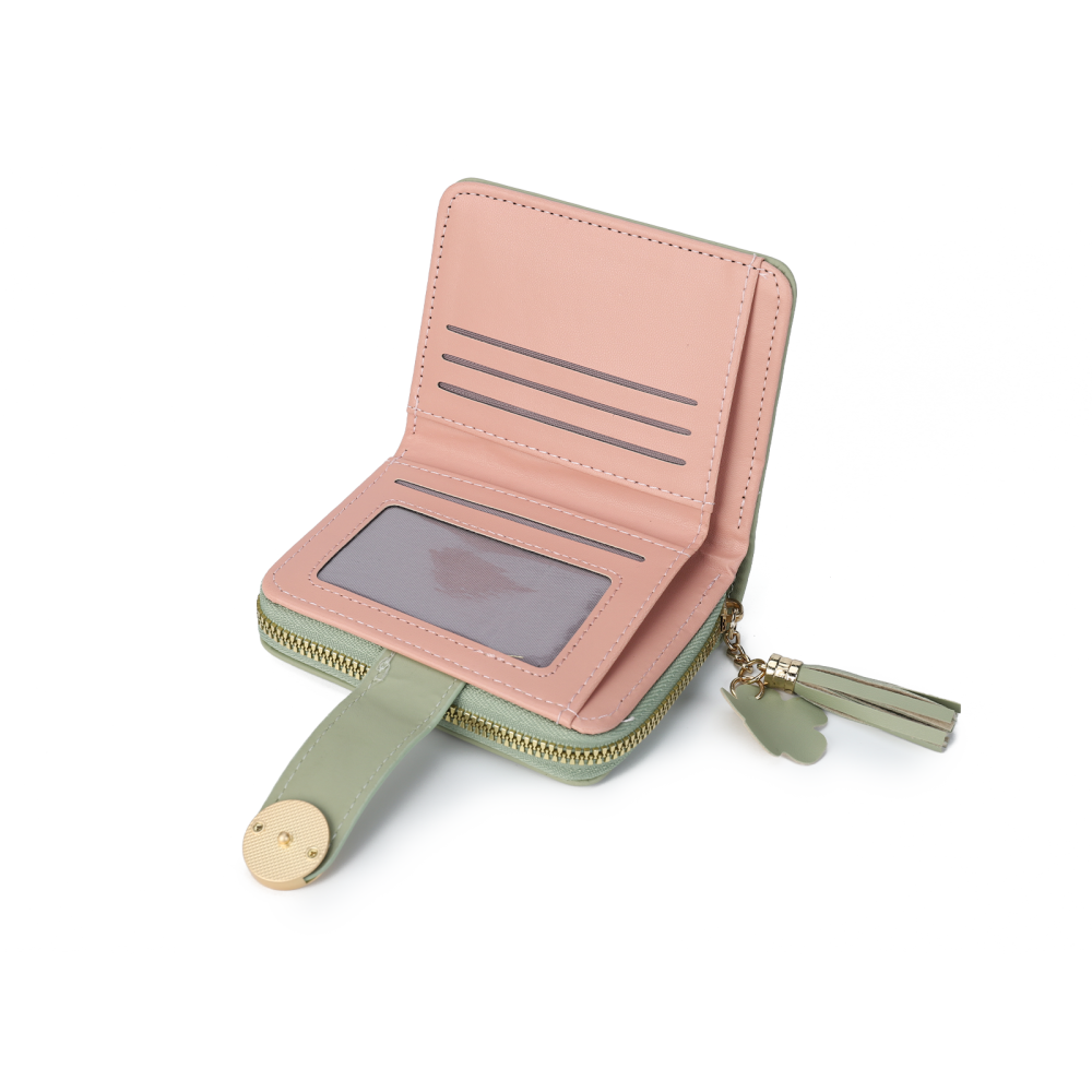 Tassel Accent Compact Wallet -GREEN