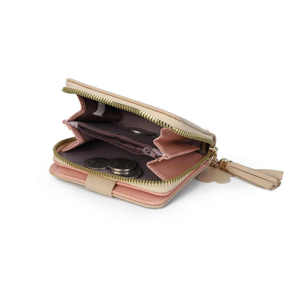 Tassel Accent Compact Wallet -KHAKI