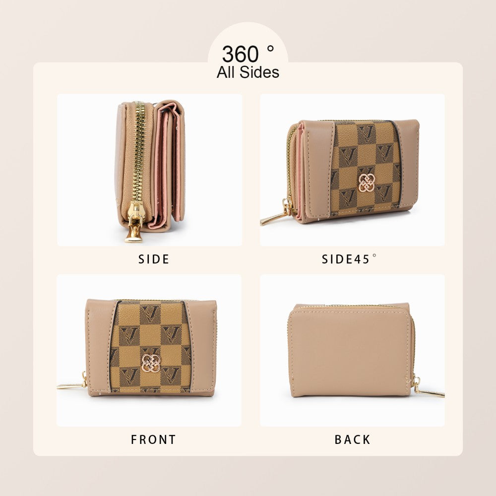 Checkered Accent Compact Wallet -ERYELLOW