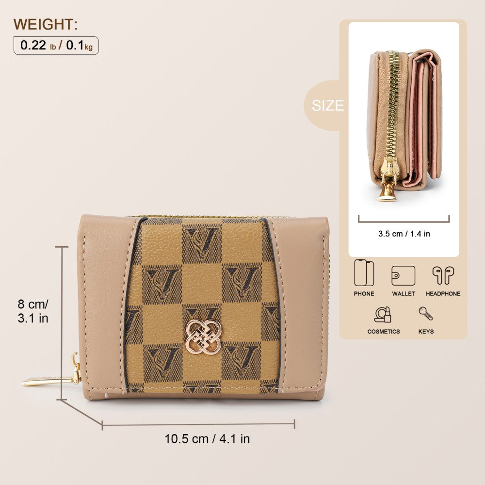 Checkered Accent Compact Wallet -ERYELLOW