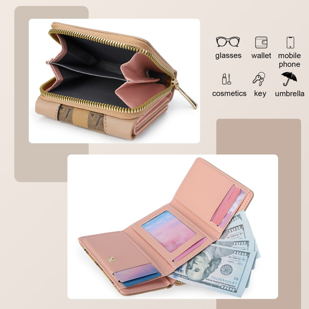 Checkered Accent Compact Wallet -ERYELLOW