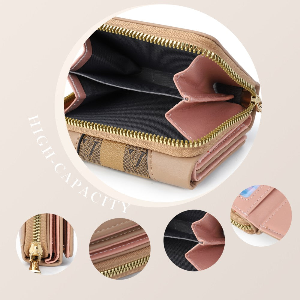 Checkered Accent Compact Wallet -ERYELLOW