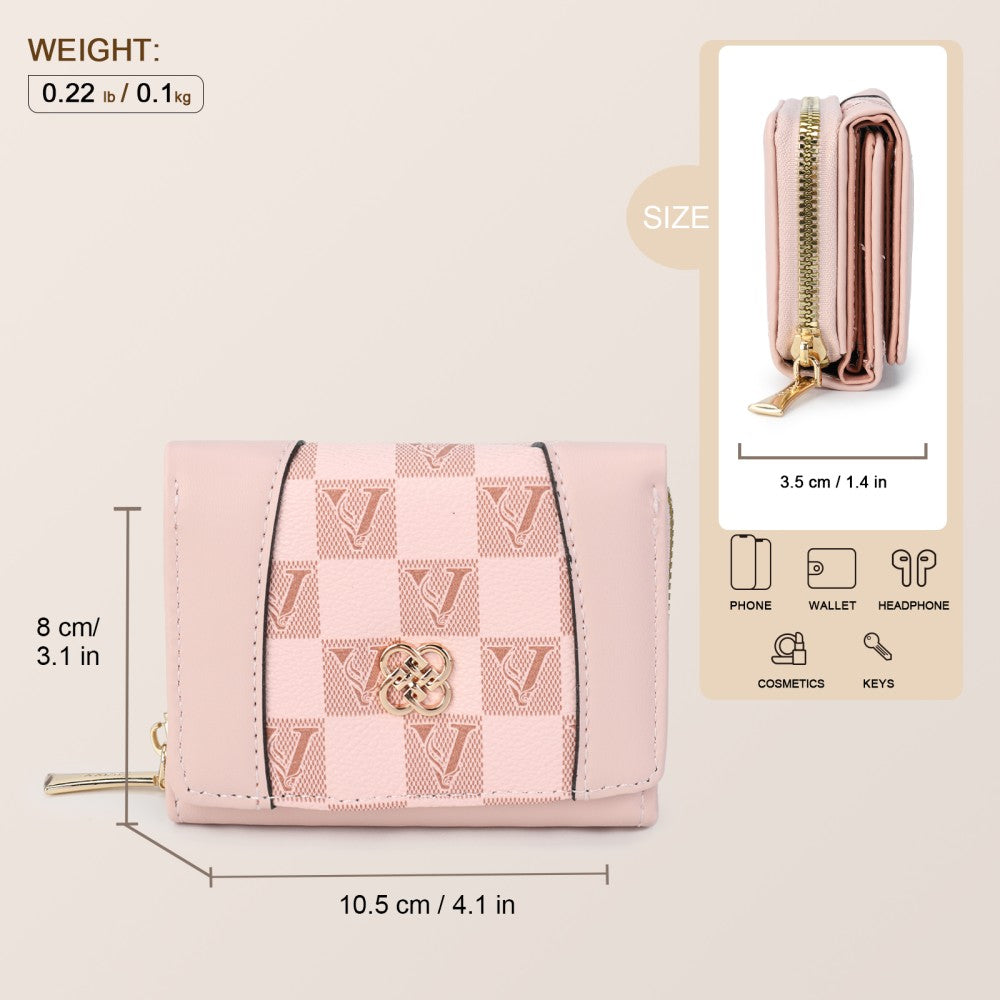 Checkered Accent Compact Wallet =PINK