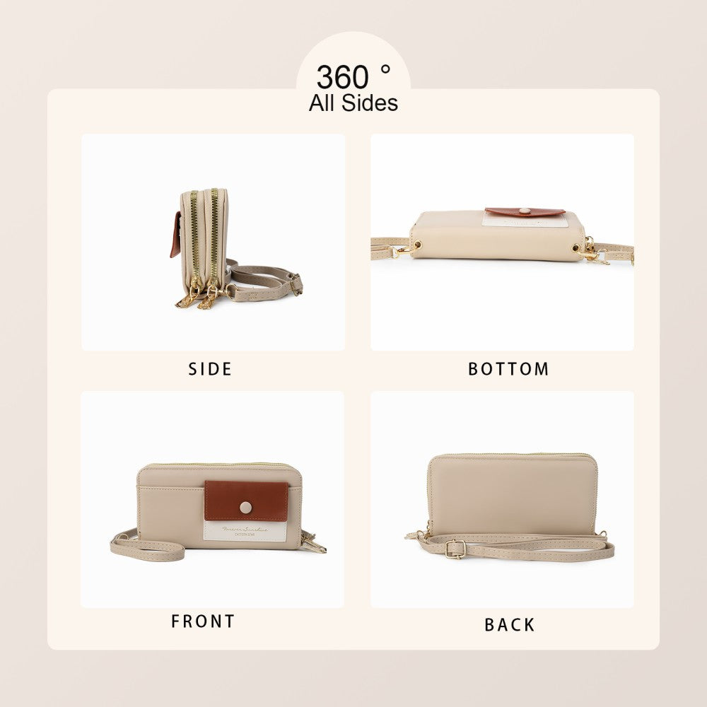 Forever Sunshine Multi-Compartment Crossbody Purse -BEIGE