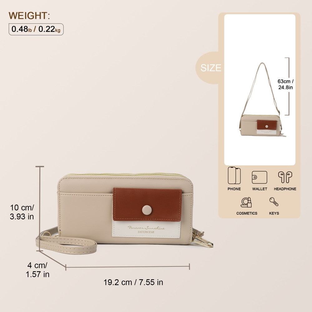 Forever Sunshine Multi-Compartment Crossbody Purse -BEIGE