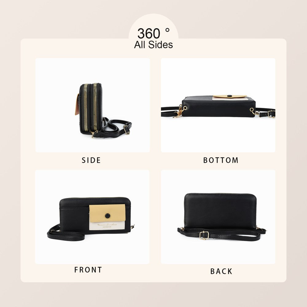 Forever Sunshine Multi-Compartment Crossbody Purse -BLACK