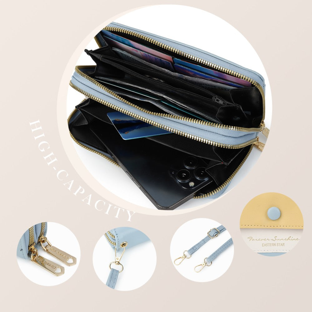 Forever Sunshine Multi-Compartment Crossbody Purse -BLUE