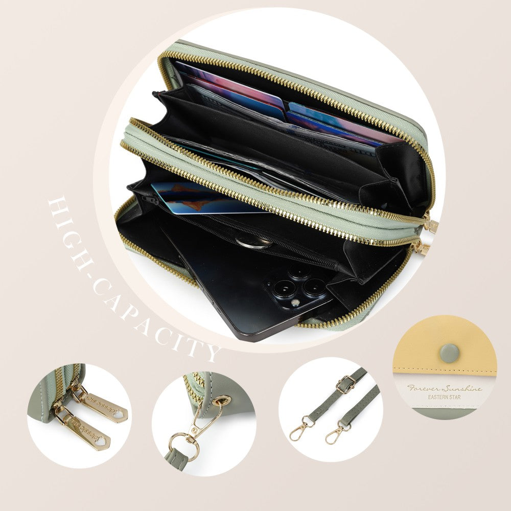 Forever Sunshine Multi-Compartment Crossbody Purse -GREEN