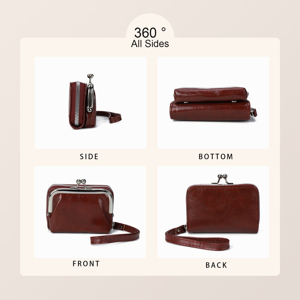 Classic Kiss Lock Wristlet Purse-RED