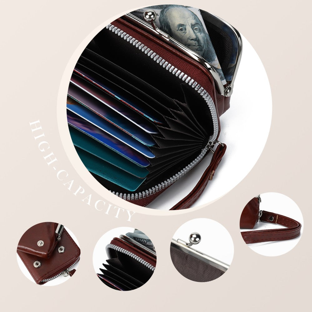 Classic Kiss Lock Wristlet Purse-RED