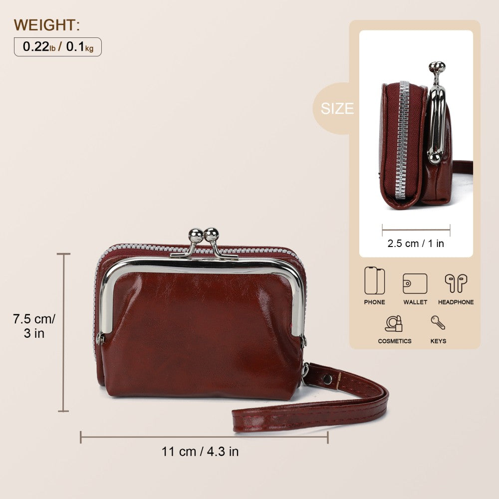 Classic Kiss Lock Wristlet Purse-RED