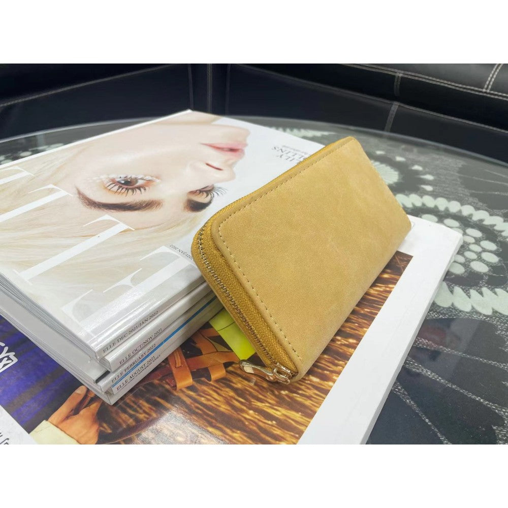 Classic Zip-Around Beige Wallet