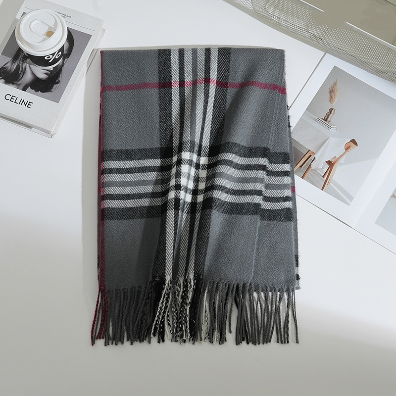 Classic Tartan Plaid Cotton Shawl Scarf – 180x65cm Unisex Winter Wrap with Fringe