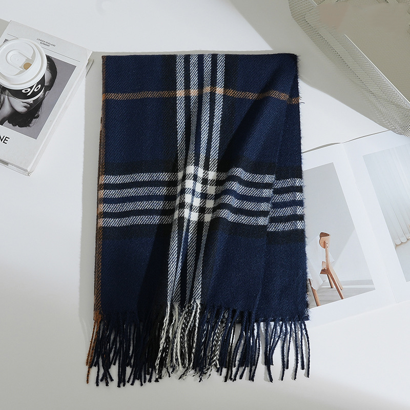 Classic Tartan Plaid Cotton Shawl Scarf – 180x65cm Unisex Winter Wrap with Fringe