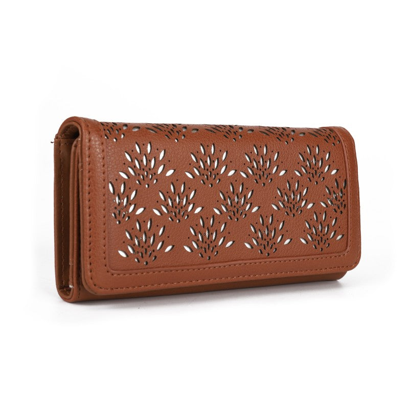 Elegant PU Leather Wallet Purse with Cut out Design – Multi-Function Clutch with Compartments