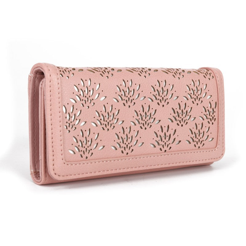 Elegant PU Leather Wallet Purse with Cut out Design – Multi-Function Clutch with Compartments