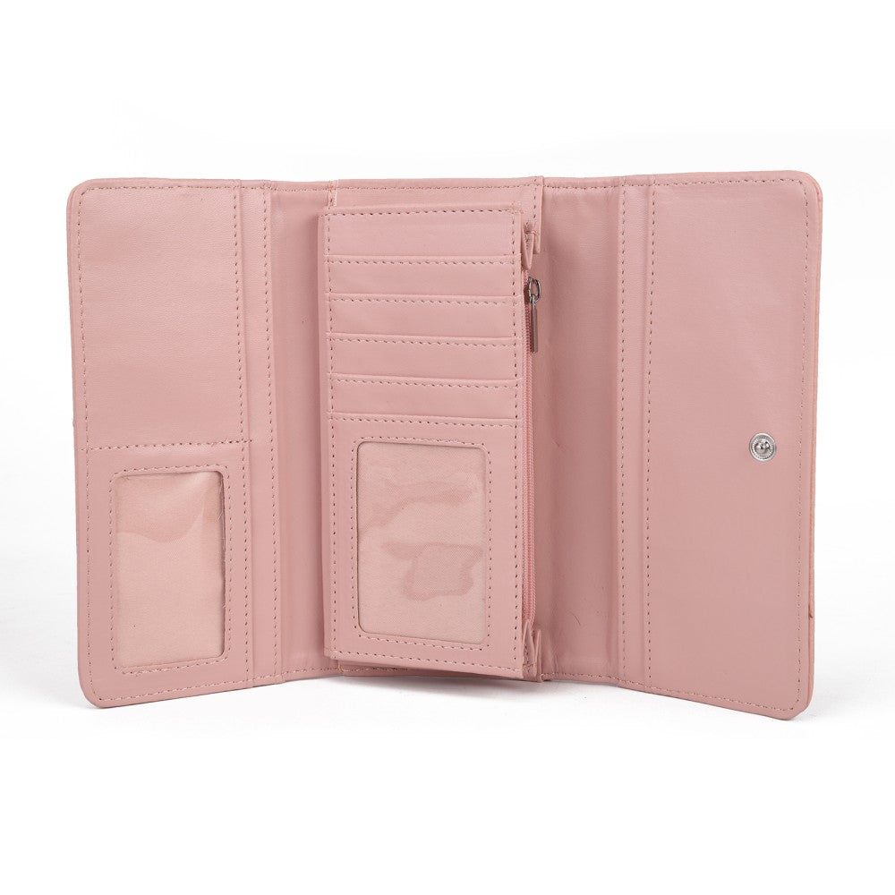 Elegant PU Leather Wallet Purse with Cut out Design – Multi-Function Clutch with Compartments