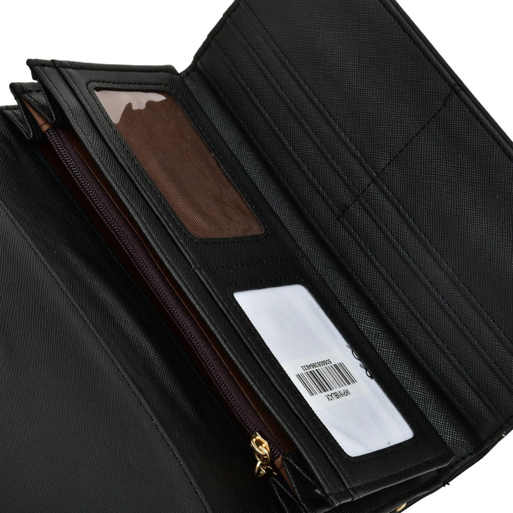 PU Leather Clutch Wallet Purse with Kiss Lock & Quilted Design – Multi-Compartment Organizer