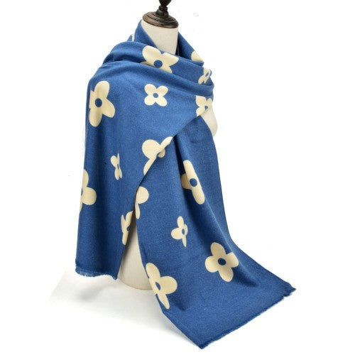 NAVY Floral Pattern Fashion Cashmere Scarf