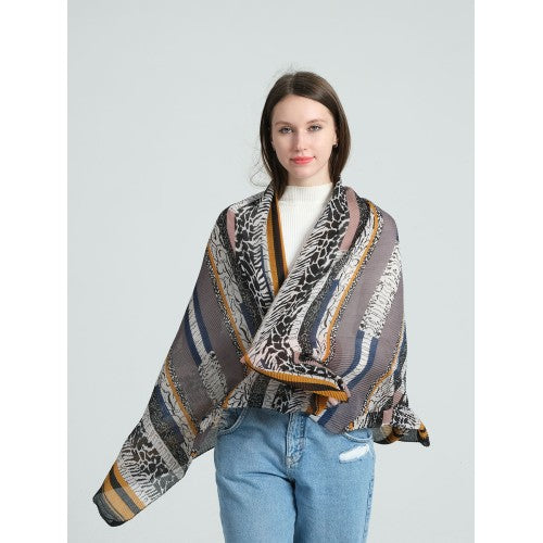 BLACK Woman Fashion Style Shawl With Bark Texture