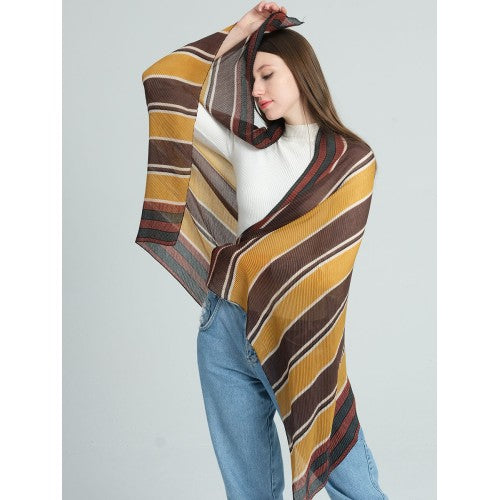 Lady Winter Large Shawl With Elegant Color Stripes