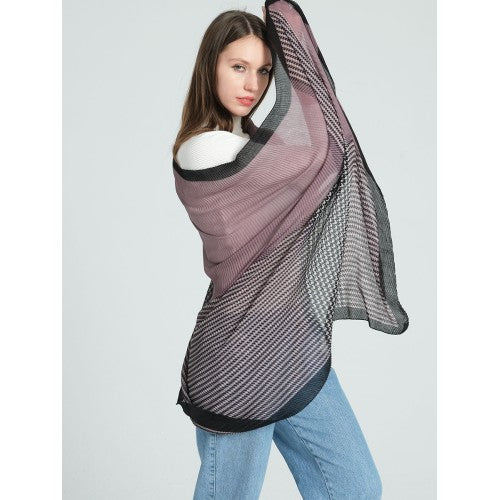 Black New Design Lightweight Houndstooth Pleated Shawl