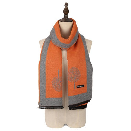 ORANGE Cashmere Scarf With Dandelion Design