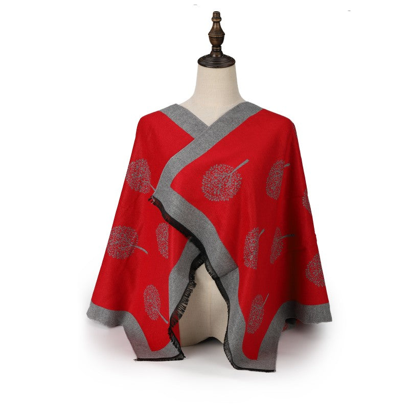 RED Cashmere Scarf With Dandelion Design
