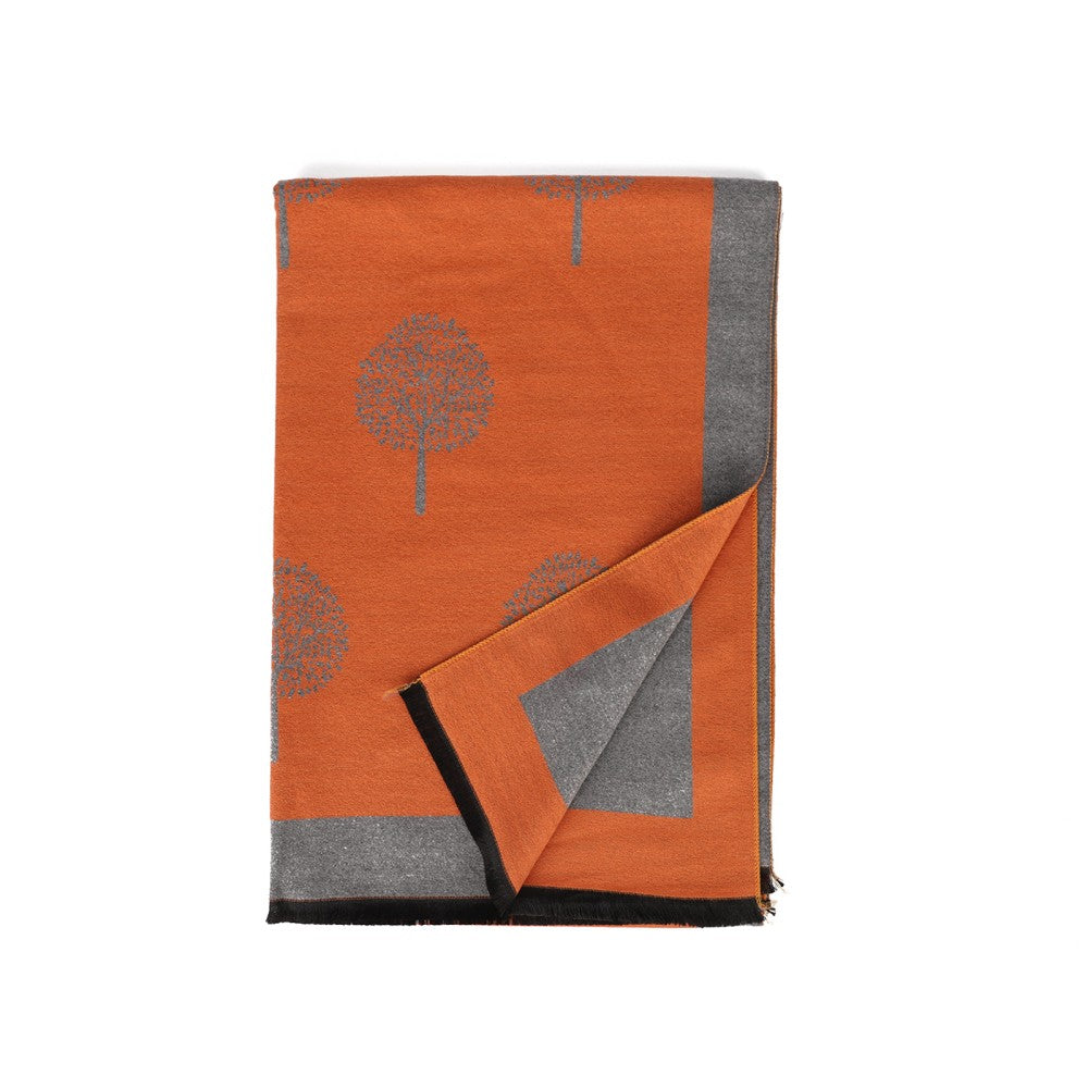 ORANGE Cashmere Scarf With Dandelion Design