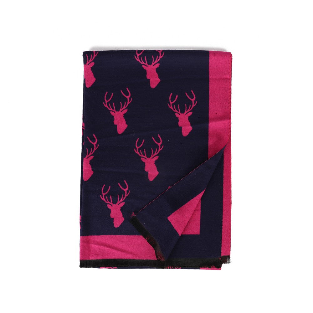 FUSHIA Cashmere Scarf With A Elk Pattern