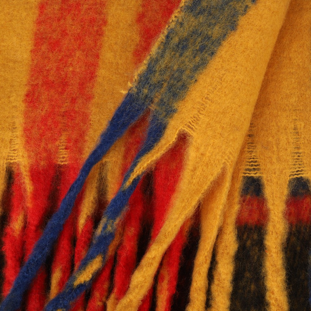 YELLOW Warm The Aurora Luxe 100% Cashmere Scarf – Soft Brushed Check Pattern Wrap | 180 x 38 cm | Classic Fringed Design