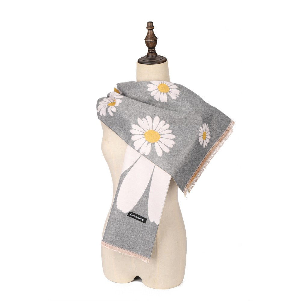 GREY Bright Floral Pattern Scarf