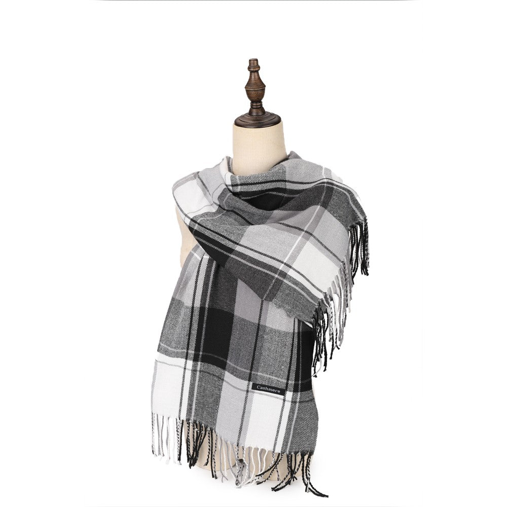 GREY The Aberdeen Luxe 100% Cashmere Scarf – Oversized Checked Pattern Wrap | 200 x 70 cm