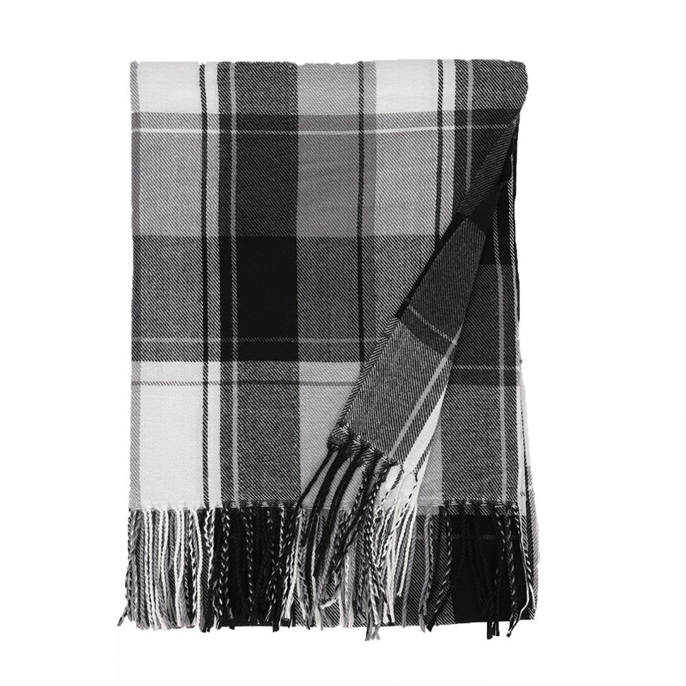 GREY The Aberdeen Luxe 100% Cashmere Scarf – Oversized Checked Pattern Wrap | 200 x 70 cm